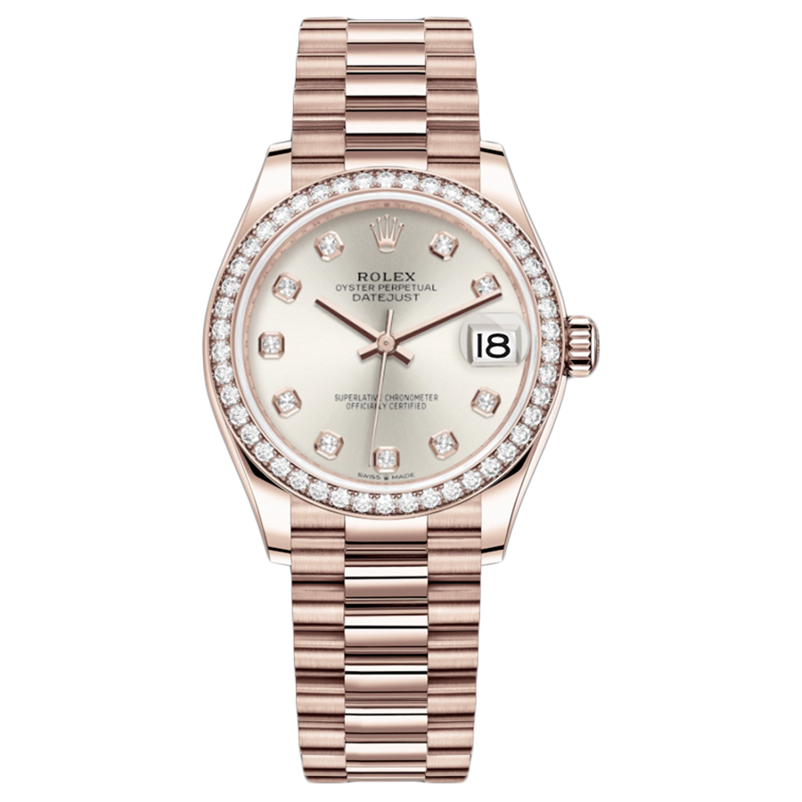 Rolex 1:1 Super Clone Datejust Silver Diamond Dial Diamond Bezel 31mm 278285RBR