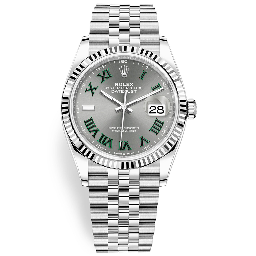 Rolex 1:1 Super Clone Datejust Slate Roman Numeral Dial Fluted Bezel 36mm 126234