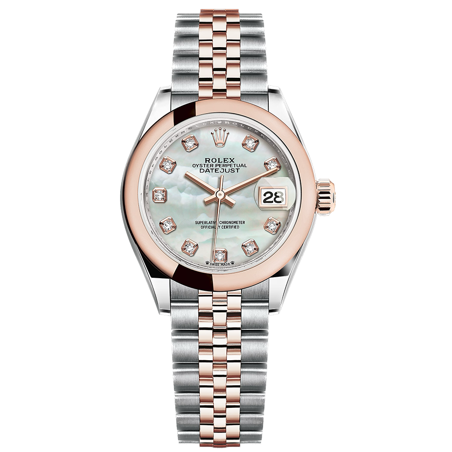 Rolex 1:1 Super Clone Lady-Datejust Mother Of Pearl Diamond Dial Domed Bezel 28mm 279161
