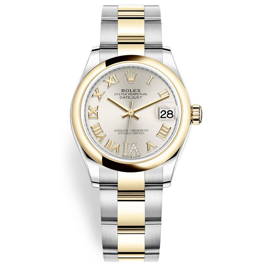 Rolex 1:1 Super Clone Datejust Silver Diamond Roman Numeral Dial Domed Bezel 31mm 278243