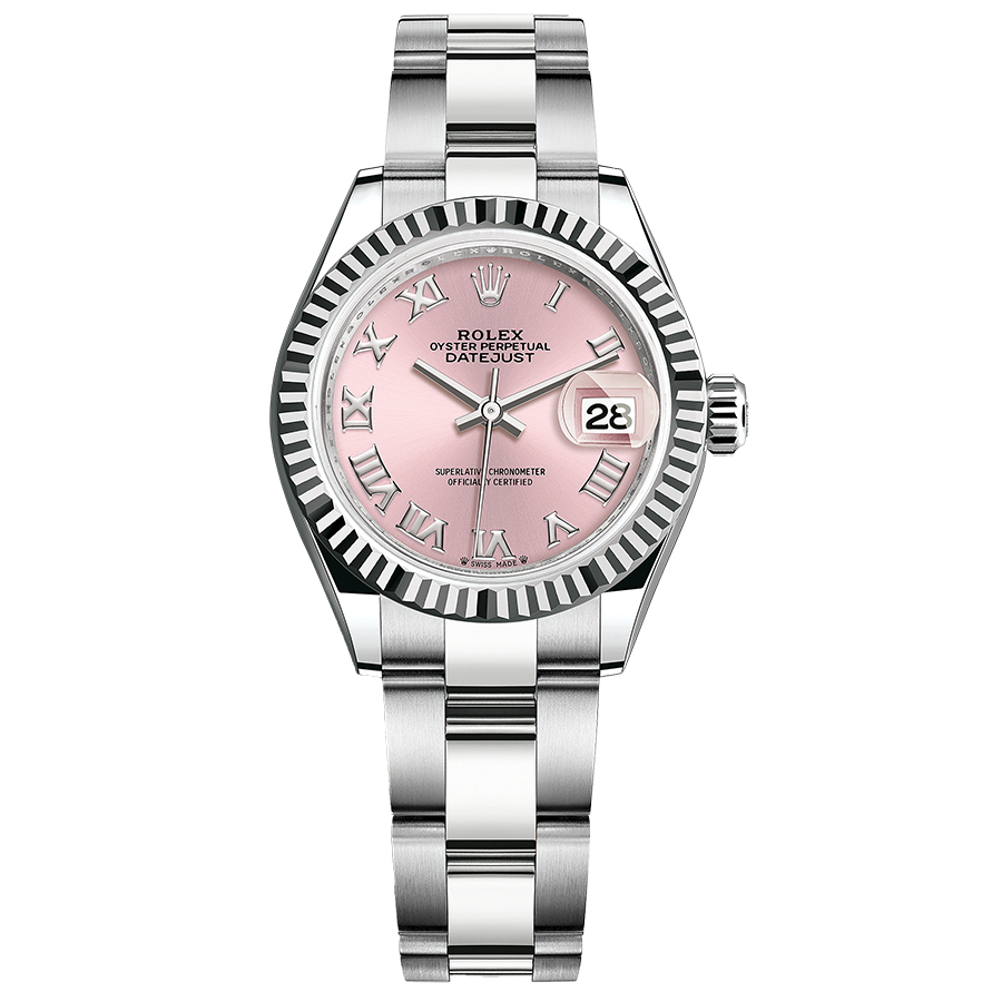 Rolex 1:1 Super Clone Lady-Datejust Pink Roman Numeral Dial Fluted Bezel 28mm 279174