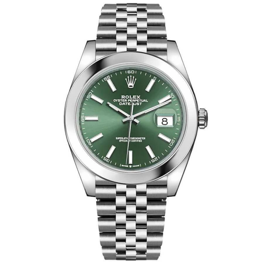 Rolex 1:1 Super Clone Datejust 41mm Mint Green Dial Smooth Bezel 126300