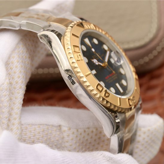 Rolex 1:1 Super Clone Yacht-Master 1 Goldmix ( Gold & Blue Dial ) Stainless Steel 40mm