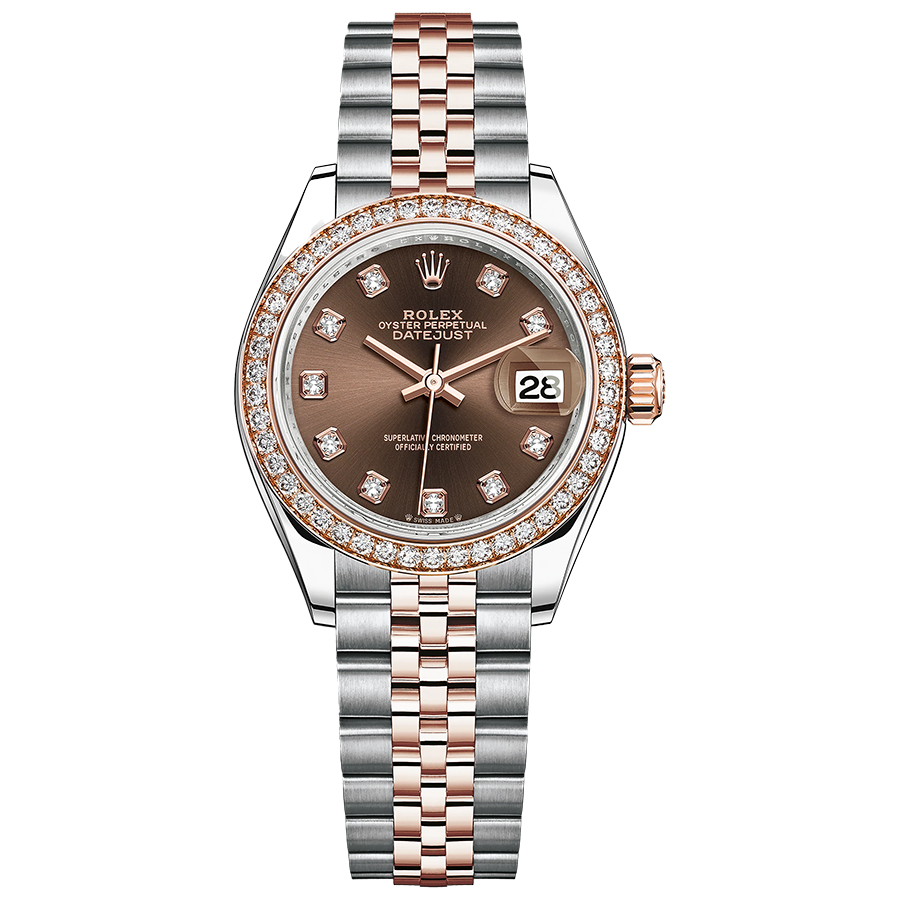 Rolex 1:1 Super Clone Lady-Datejust Chocolate Diamond Dial Diamond Bezel 28mm 279381RBR