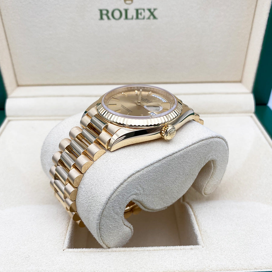 Rolex 1:1 Super Clone Day-Date 36mm Presidential 128238 Fluted Bezel Champagne Dial