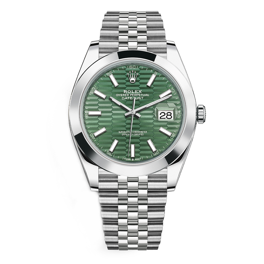 Rolex 1:1 Super Clone Datejust 41mm Mint Green Fluted Dial Smooth Bezel 126300