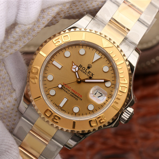 Rolex 1:1 Super Clone Yacht-Master 1 Goldmix ( Gold & Blue Dial ) Stainless Steel 40mm