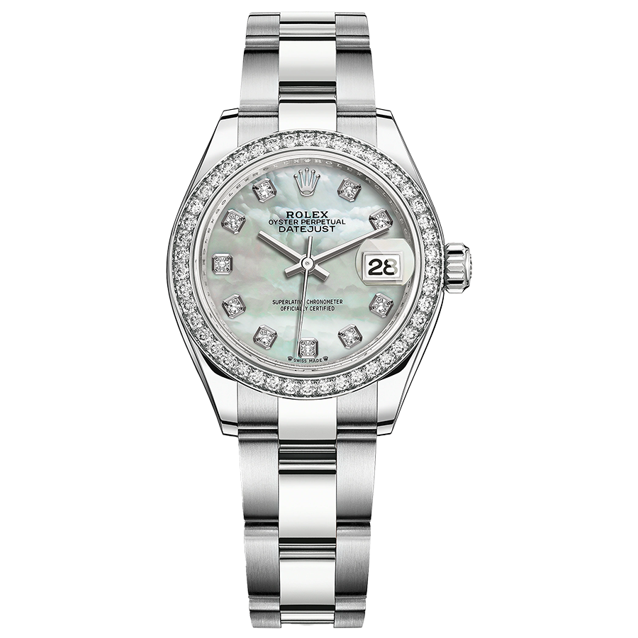 Rolex 1:1 Super Clone Lady-Datejust Mother Of Pearl Diamond Dial Diamond Bezel 28mm 279384RBR