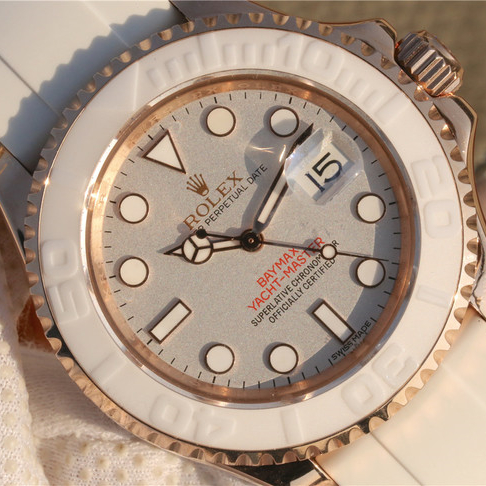 Rolex 1:1 Super Clone Yacht-Master 1 Baymax Rose Gold Mix White Rubber Strap 40mm