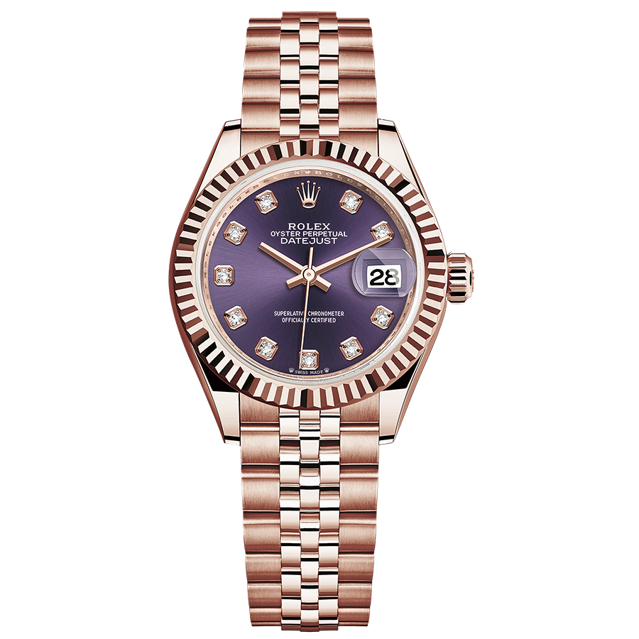 Rolex 1:1 Super Clone Lady-Datejust Purple Diamond Dial Fluted Bezel 28mm 279175