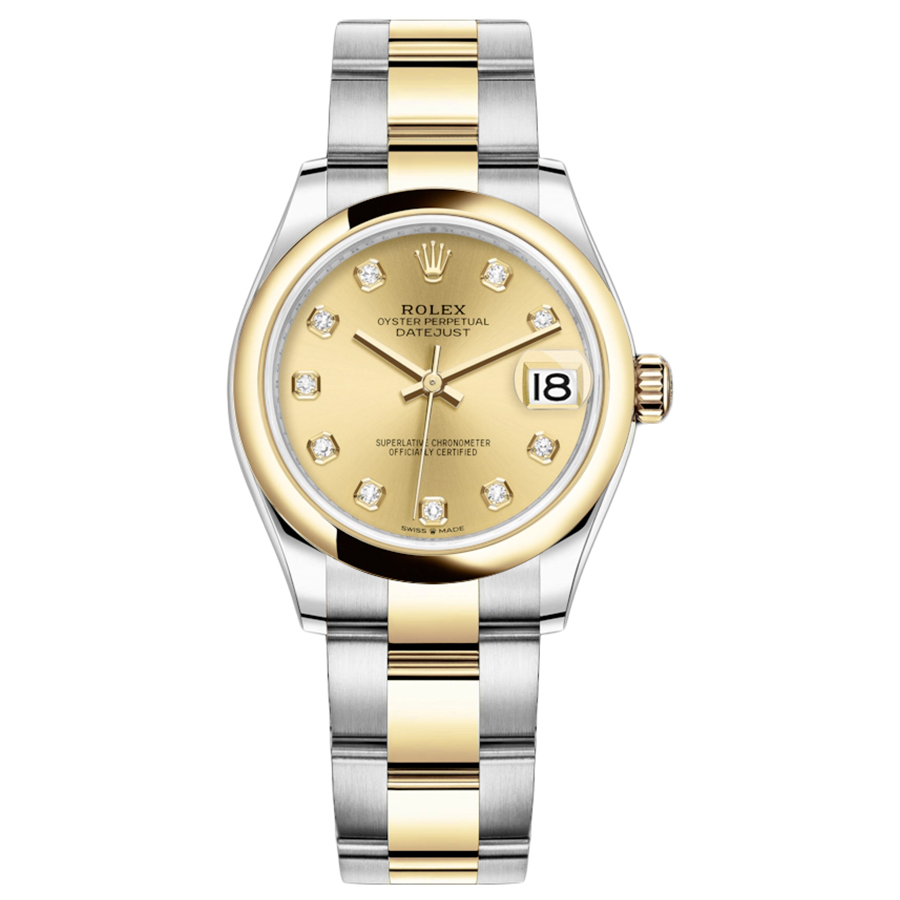 Rolex 1:1 Super Clone Datejust Champagne Diamond Dial Domed Bezel 31mm 278243
