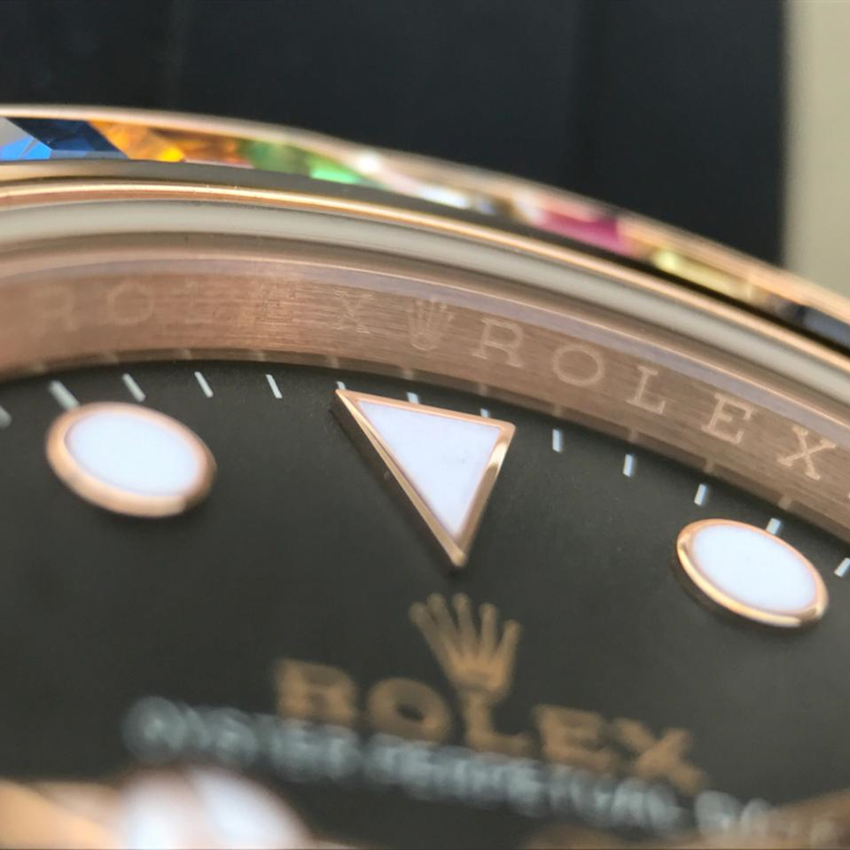 Rolex 1:1 Super Clone Yacht-Master 1 Golden Diamond Bezel Black Dial Rubber Strap 40mm