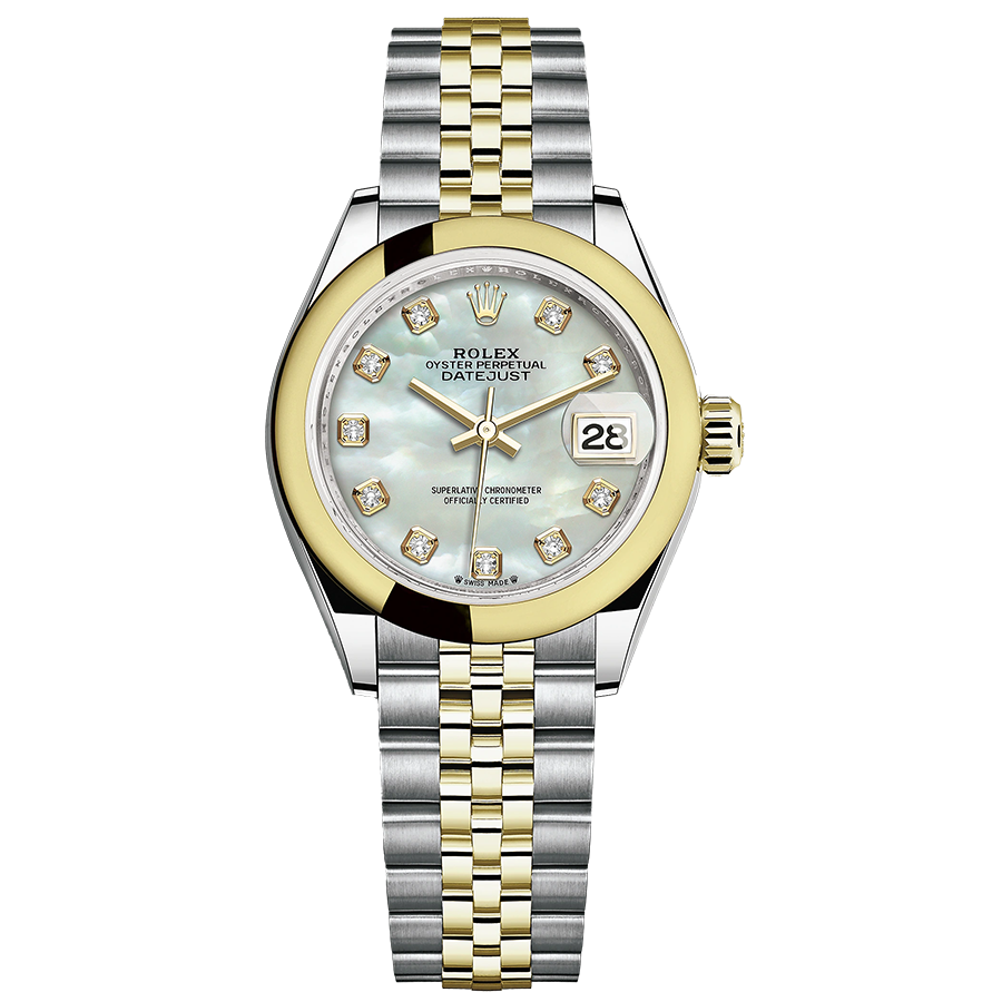 Rolex 1:1 Super Clone Lady-Datejust Mother Of Pearl Diamond Dial Domed Bezel 28mm 279163