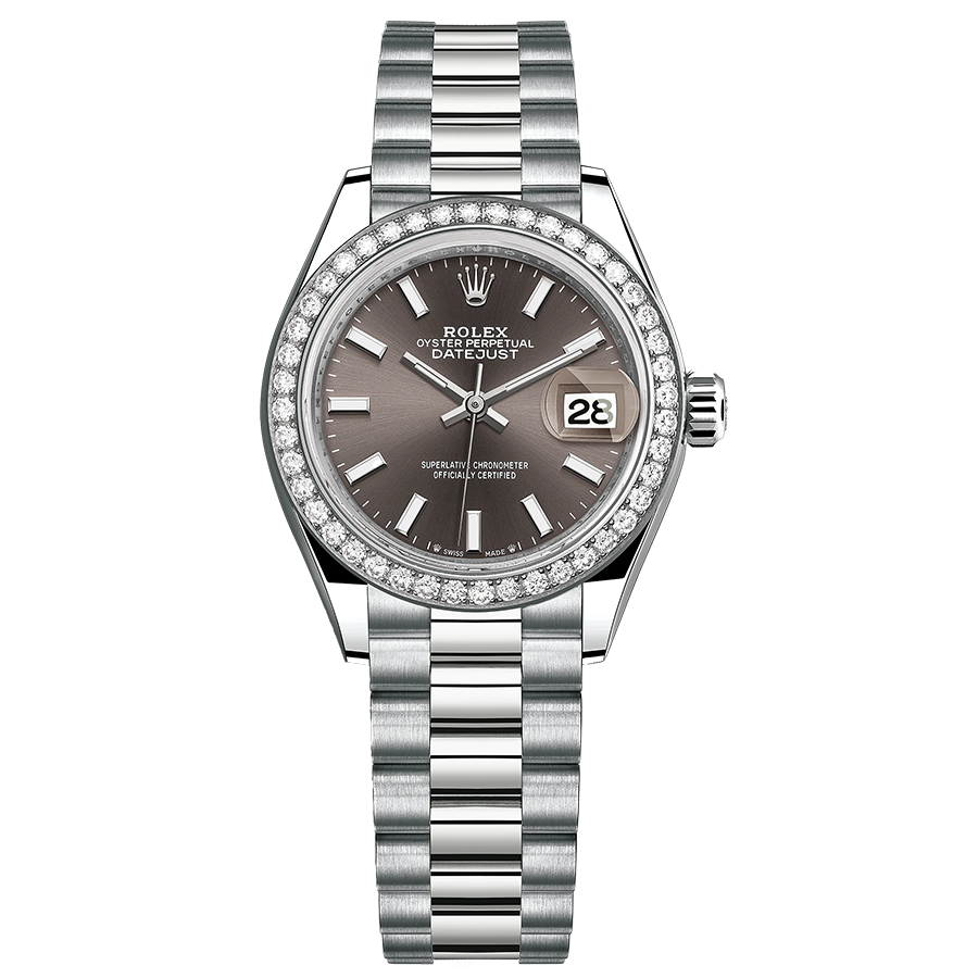 Rolex 1:1 Super Clone Lady-Datejust Dark Grey Dial Diamond Bezel 28mm 279139RBR