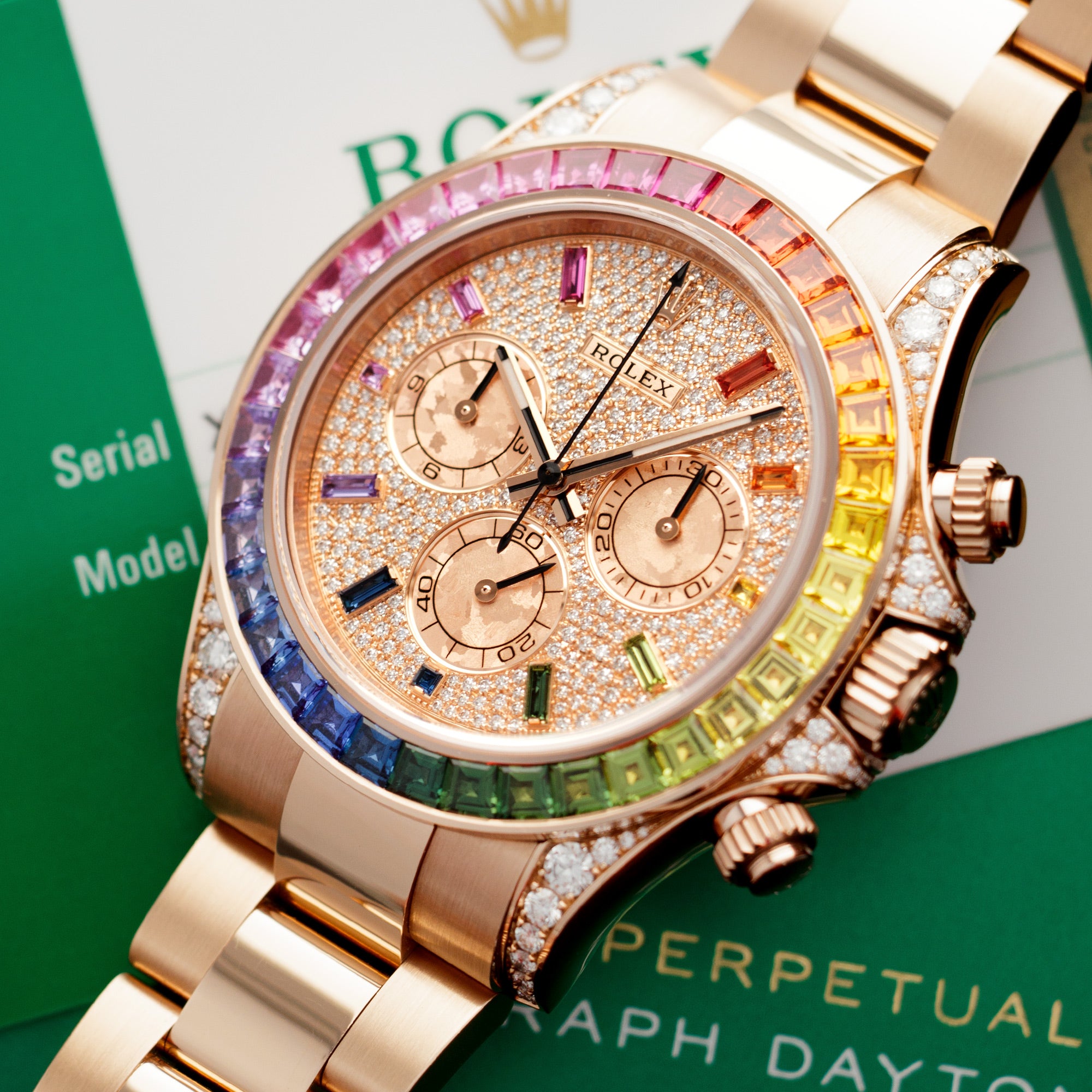 Rolex 1:1 Super Clone Cosmograph Rose Gold Rainbow Daytona 116595 40mm