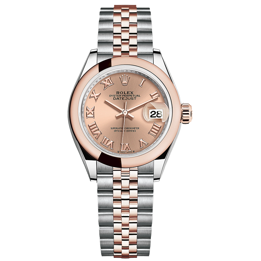 Rolex 1:1 Super Clone Lady-Datejust Rose Roman Numeral Dial Domed Bezel 28mm 279161
