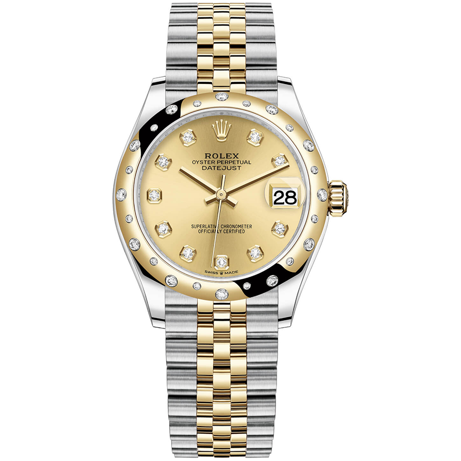 Rolex 1:1 Super Clone Datejust Champagne Diamond Dial Diamond-Set Bezel 31mm 278343RBR
