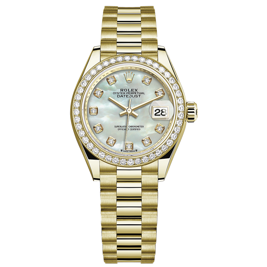 Rolex 1:1 Super Clone Lady-Datejust Mother Of Pearl Diamond Dial Diamond Bezel 28mm 279138RBR