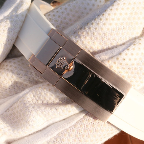 Rolex 1:1 Super Clone Yacht-Master 1 Baymax Rose Gold Mix White Rubber Strap 40mm