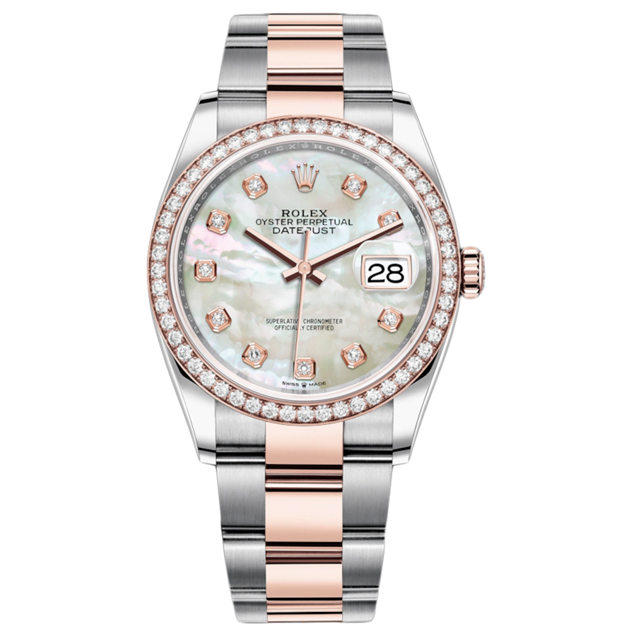 Rolex 1:1 Super Clone Datejust Mother Of Pearl Diamond Dial Diamond Bezel 36mm 126281RBR