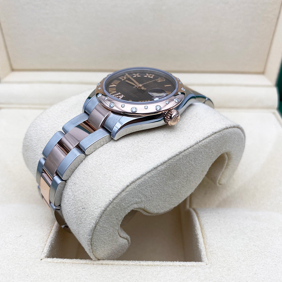 Rolex 1:1 Super Clone Datejust 31mm Chocolate Diamond Roman Dial Rose/Diamond Bezel 278341RBR
