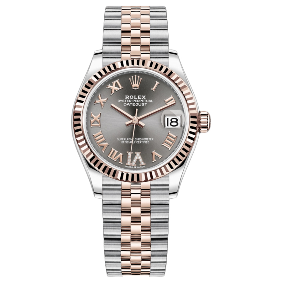 Rolex 1:1 Super Clone Datejust Slate Diamond Roman Numeral Dial Fluted Bezel 31mm 278271