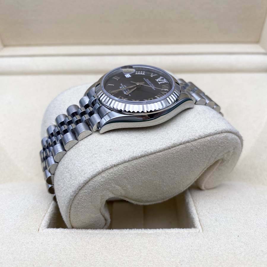 Rolex 1:1 Super Clone Datejust Dark Grey Diamond Roman Numeral Dial Fluted Bezel 31mm 278274