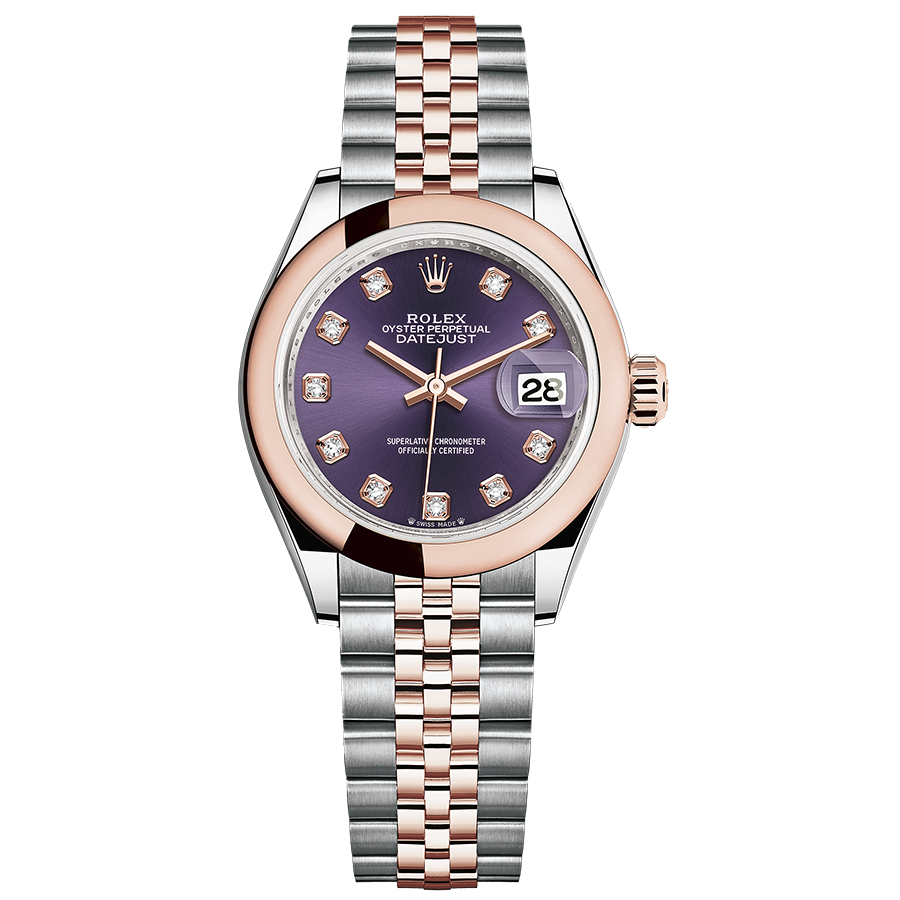 Rolex 1:1 Super Clone Lady-Datejust Purple Diamond Dial Domed Bezel 28mm 279161