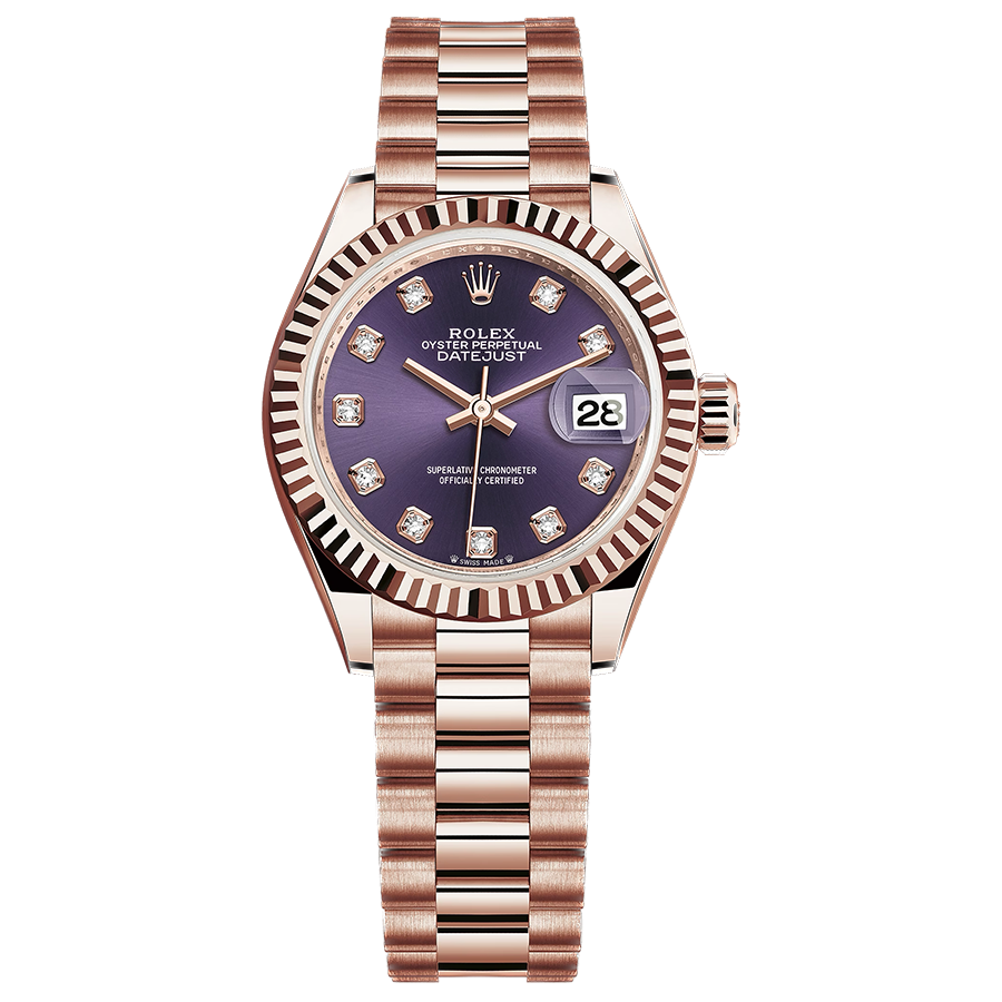 Rolex 1:1 Super Clone Lady-Datejust Purple Diamond Dial Fluted Bezel 28mm 279175