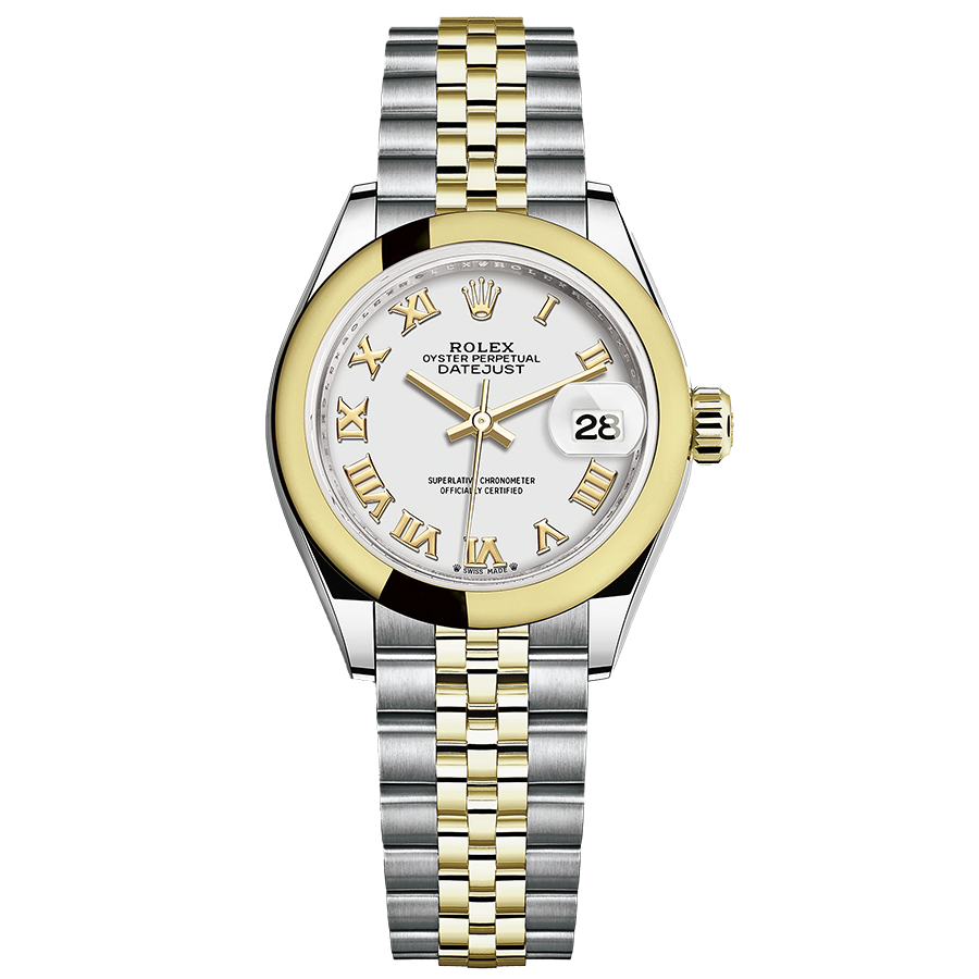 Rolex 1:1 Super Clone Lady-Datejust White Roman Numeral Dial Domed Bezel 28mm 279163