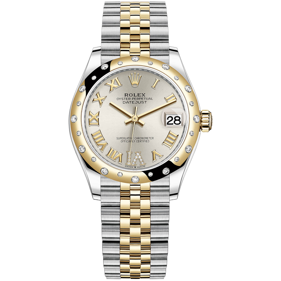 Rolex 1:1 Super Clone Datejust Silver Diamond Roman Numeral Dial Diamond-Set Bezel 31mm 278343RBR