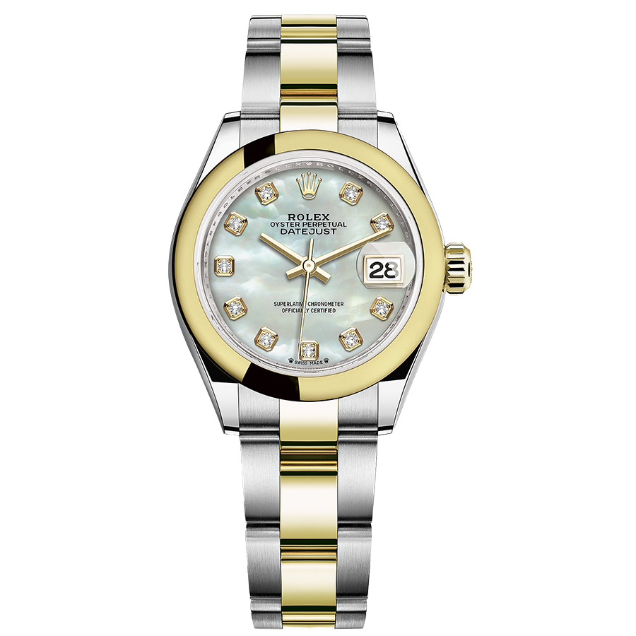 Rolex 1:1 Super Clone Lady-Datejust Mother Of Pearl Diamond Dial Domed Bezel 28mm 279163