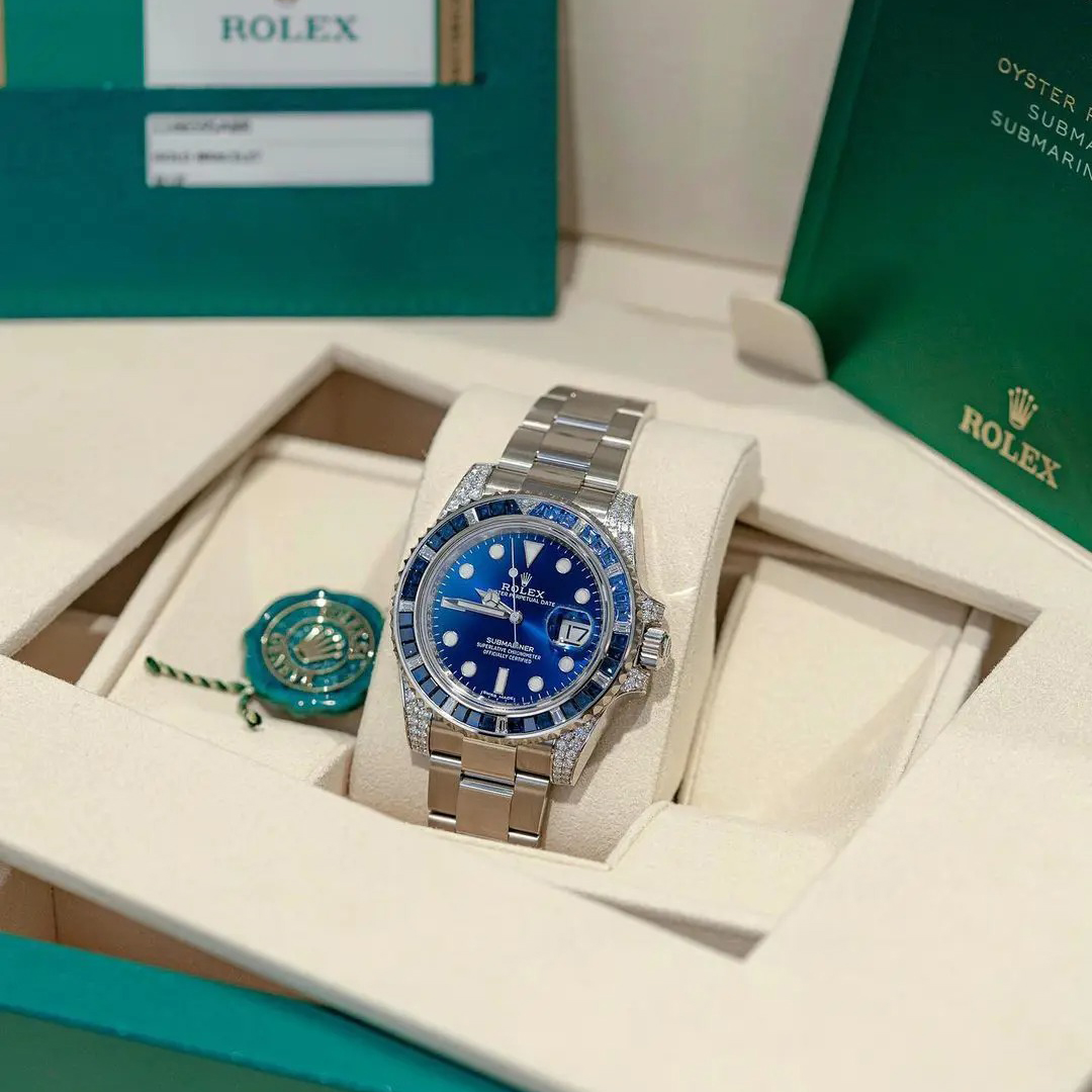 Rolex 1:1 Super Clone Submariner Date 116659 SABR 18K White Gold Diamonds Sapphires UNWORN