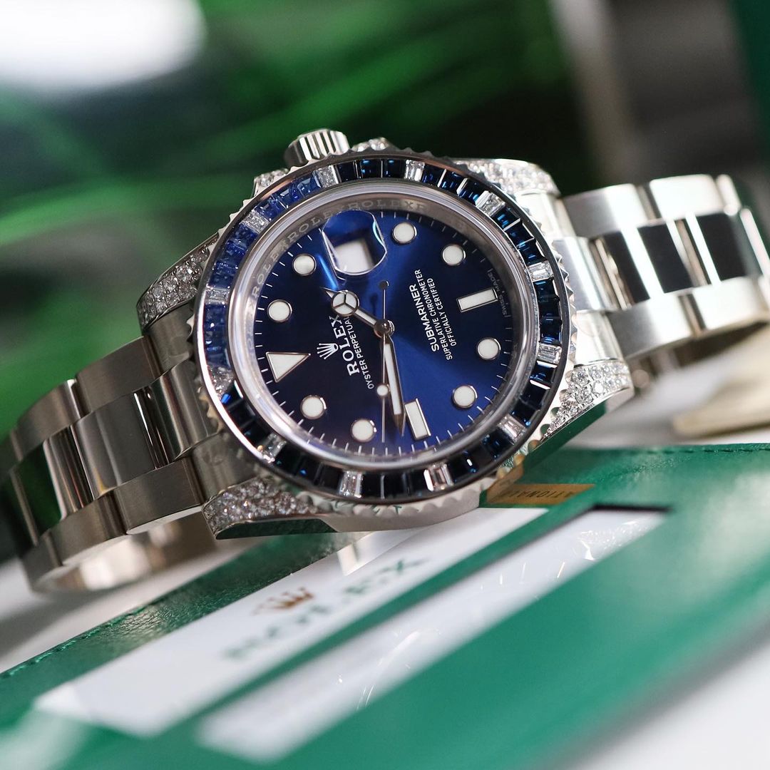 Rolex 1:1 Super Clone Submariner Date 116659 SABR 18K White Gold Diamonds Sapphires UNWORN