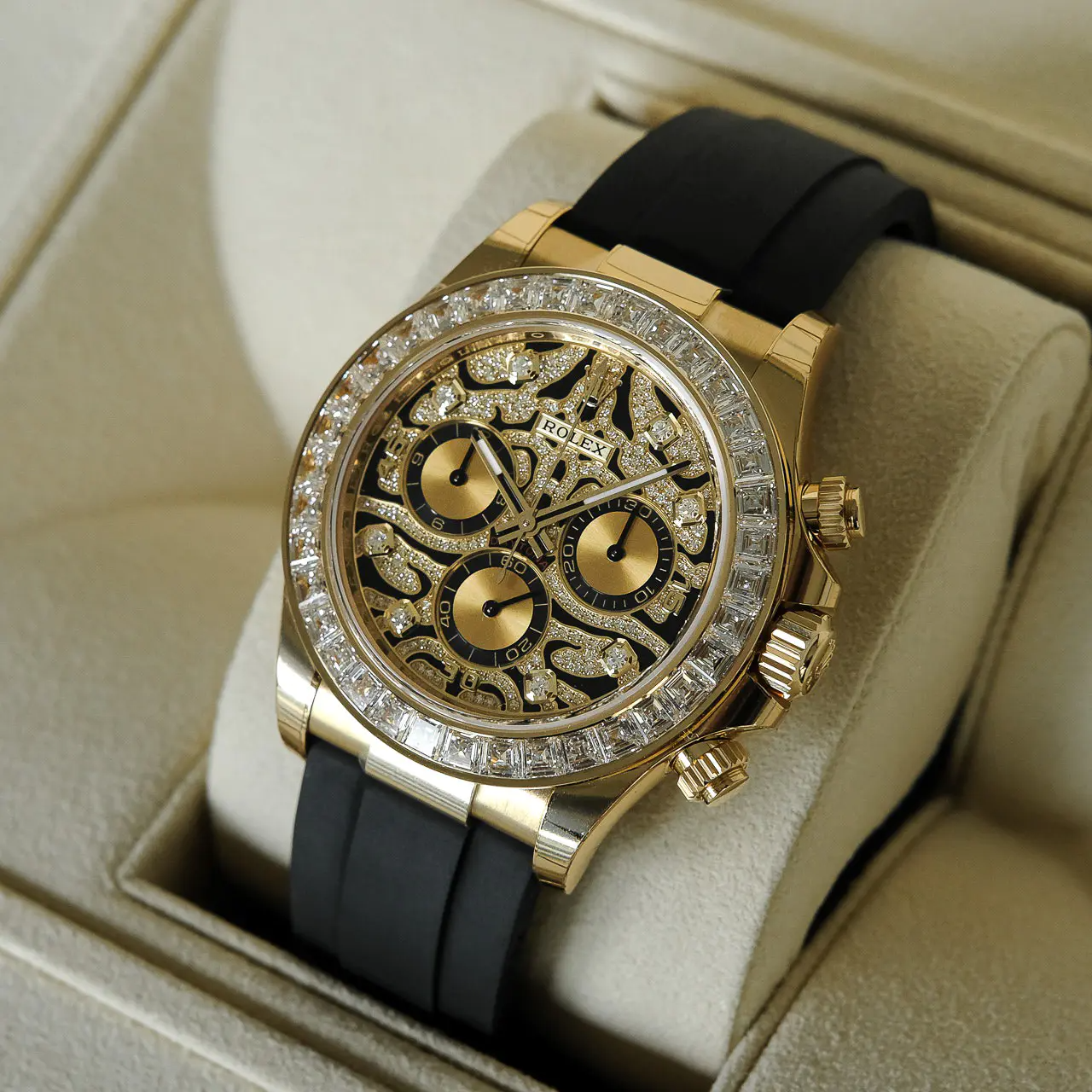 Rolex 1:1 Super Clone Cosmograph Daytona 116588TBR Yellow Gold Eye of Tiger Unwron