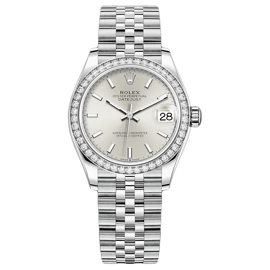 Rolex 1:1 Super Clone Datejust Silver Dial Diamond Bezel 31mm 278384RBR