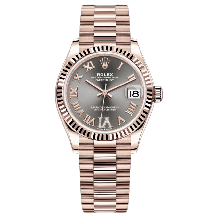 Rolex 1:1 Super Clone Datejust Slate Diamond Roman Numeral Dial Fluted Bezel 31mm 278275
