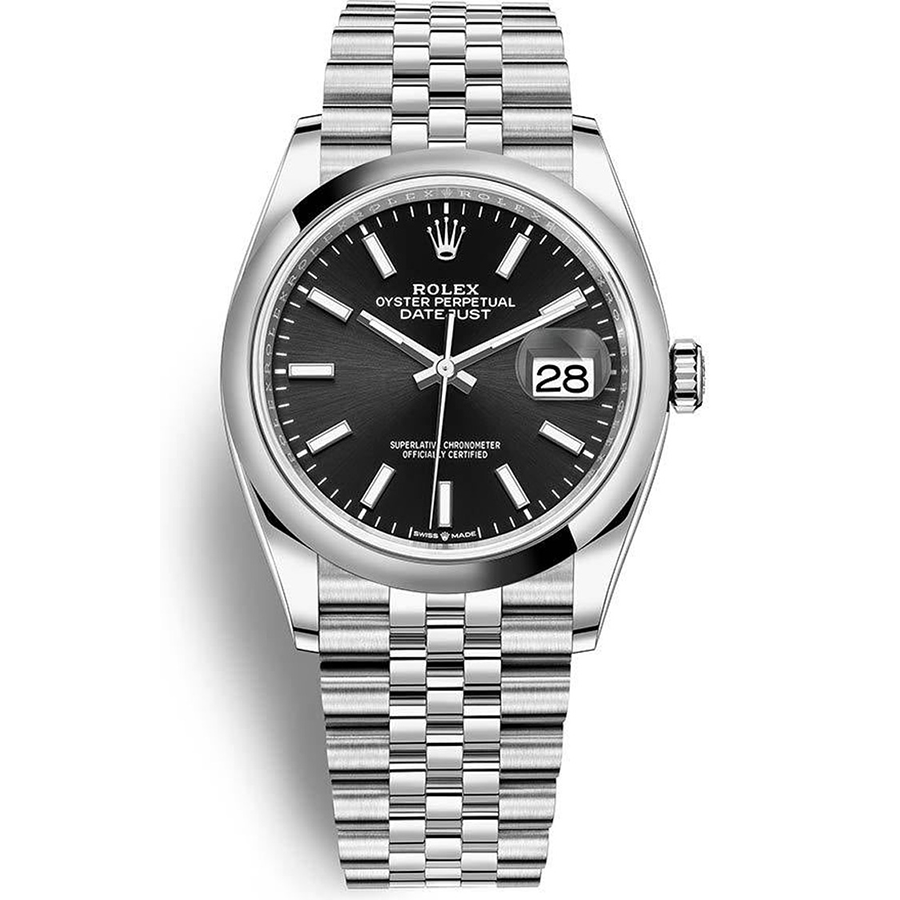 Rolex 1:1 Super Clone Datejust Black Dial Domed Bezel 36mm 126200