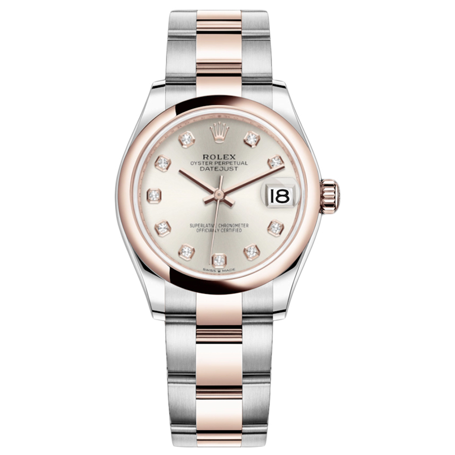 Rolex 1:1 Super Clone Datejust Silver Diamond Dial Domed Bezel 31mm 278241