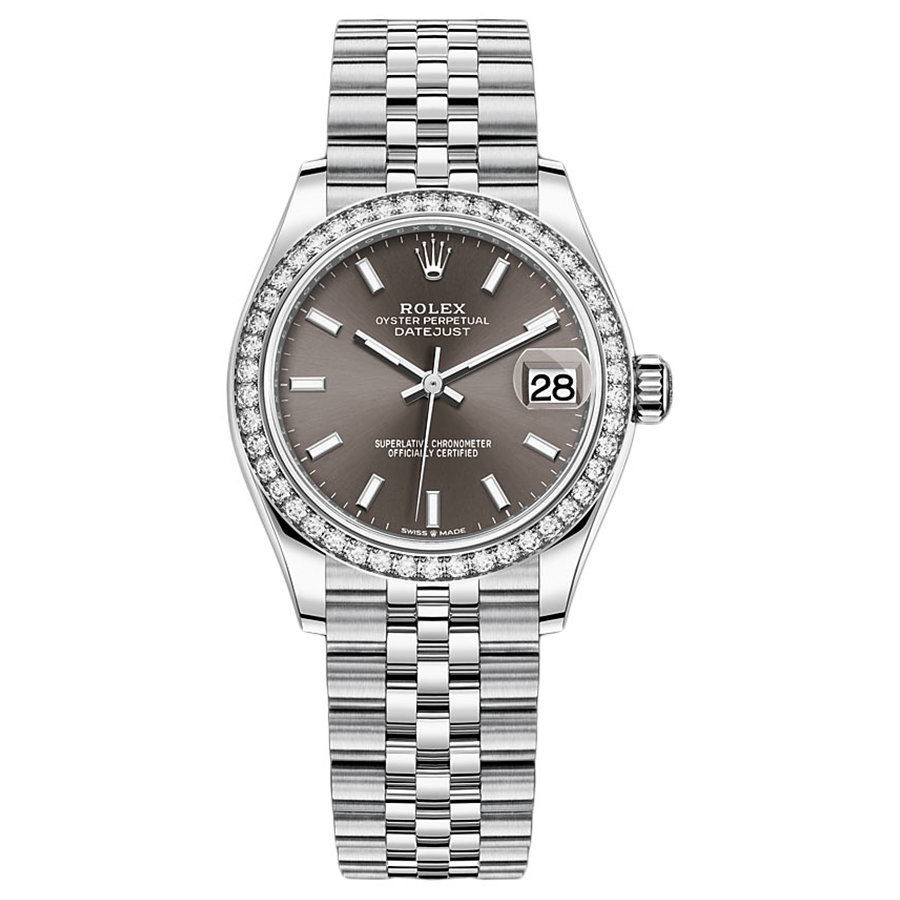 Rolex 1:1 Super Clone Datejust Dark Grey Dial Diamond Bezel 31mm 278384RBR