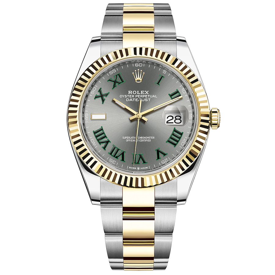 Rolex 1:1 Super Clone Datejust 41mm Slate Roman Numeral Dial Fluted Bezel 126333