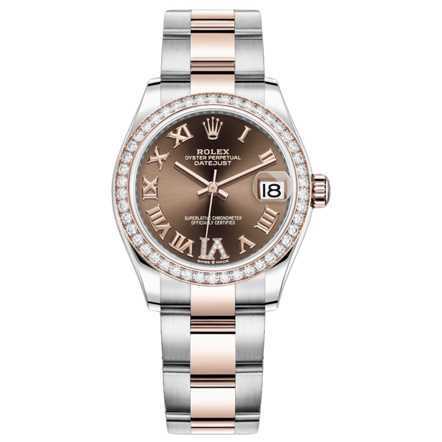 Rolex 1:1 Super Clone Datejust Chocolate Diamond Roman Numeral Dial Diamond Bezel 31mm 278381RBR