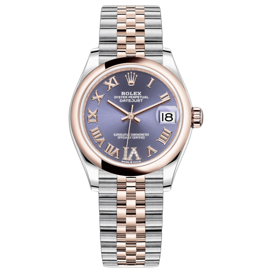 Rolex 1:1 Super Clone Datejust Purple Diamond Roman Numeral Dial Domed Bezel 31mm 278241