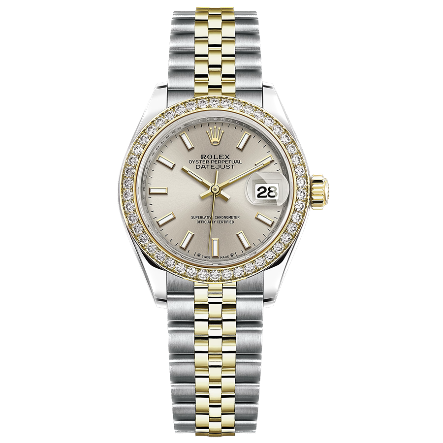Rolex 1:1 Super Clone Lady-Datejust Silver Dial Diamond Bezel 28mm 279383RBR