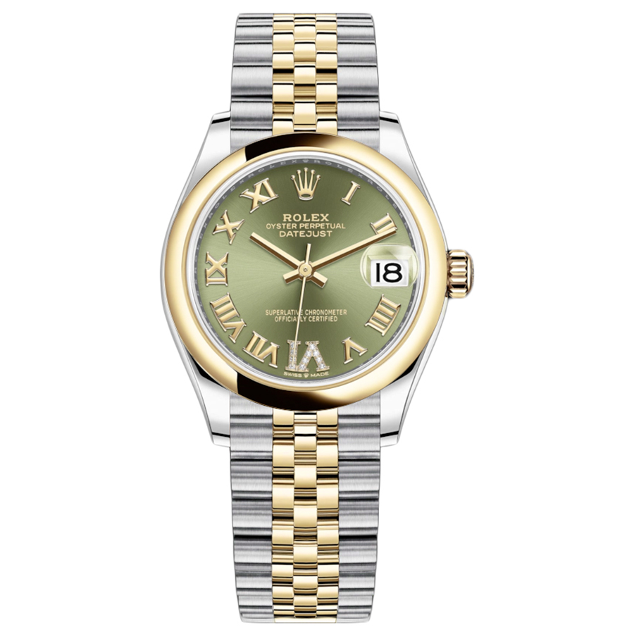 Rolex 1:1 Super Clone Datejust Olive Green Diamond Roman Numeral Dial Domed Bezel 31mm 278243