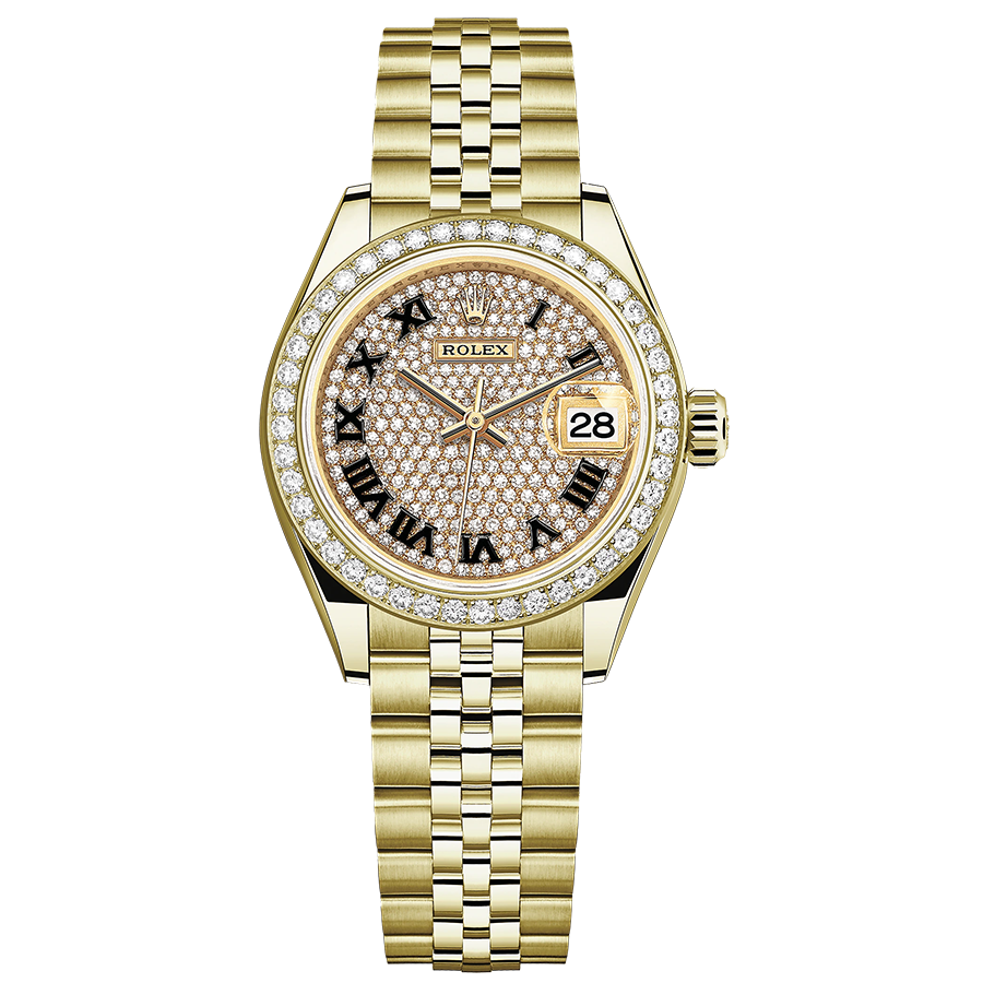 Rolex 1:1 Super Clone Lady-Datejust Diamond-Pavel Roman Numeral Dial Diamond Bezel 28mm 279138RBR