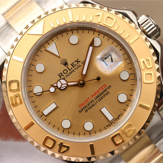Rolex 1:1 Super Clone Yacht-Master 1 Goldmix ( Gold & Blue Dial ) Stainless Steel 40mm