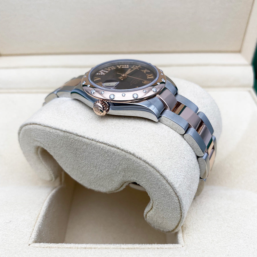 Rolex 1:1 Super Clone Datejust 31mm Chocolate Diamond Roman Dial Rose/Diamond Bezel 278341RBR