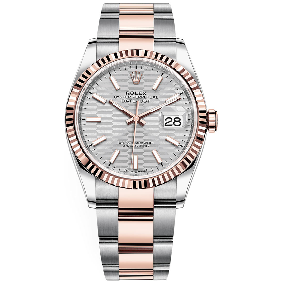 Rolex 1:1 Super Clone Datejust Silver Fluted Motif Dial Fluted Bezel 36mm 126231
