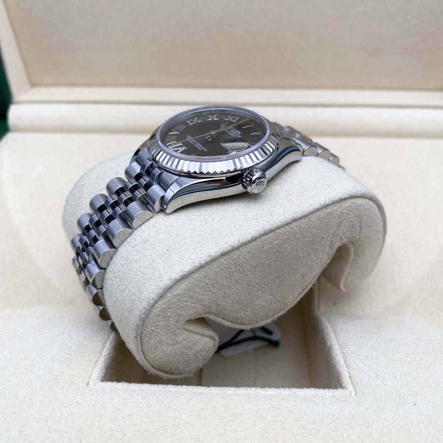 Rolex 1:1 Super Clone Datejust Dark Grey Diamond Roman Numeral Dial Fluted Bezel 31mm 278274